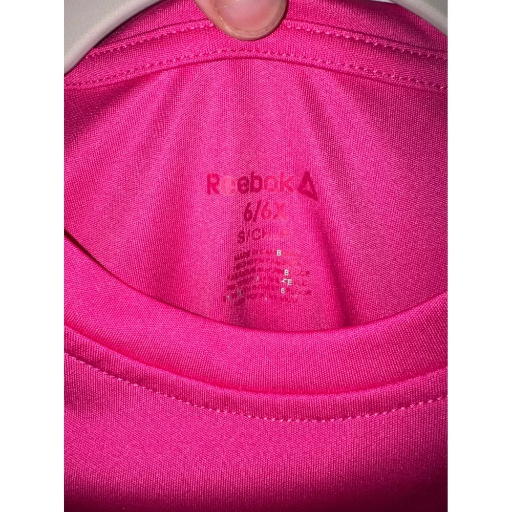 Reebok Girls Pink Short Sleeve Athletic Graphic T-Shirt Size 6/6X Activewear Top